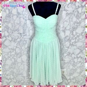 JEANIE Vintage Mint Green Sweetheart Swiss Dot Dress Women’s M Removable Straps